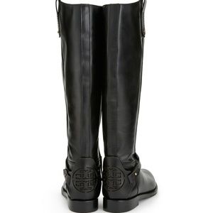 Tory Burch Black Leather Derby Riding Boots 11